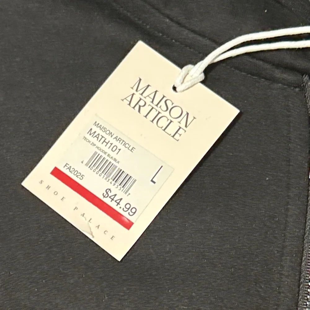 Maison Article Black Tech Zip-Up Hoodie Size Large NWT